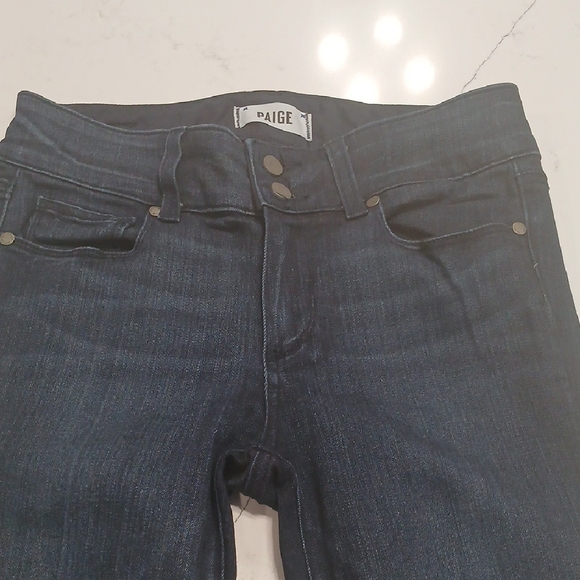 Womens Blue Denim Jeans By Paige, Sz 27, Straight Cut , Long Leg, Stretch - Picture 3 of 15